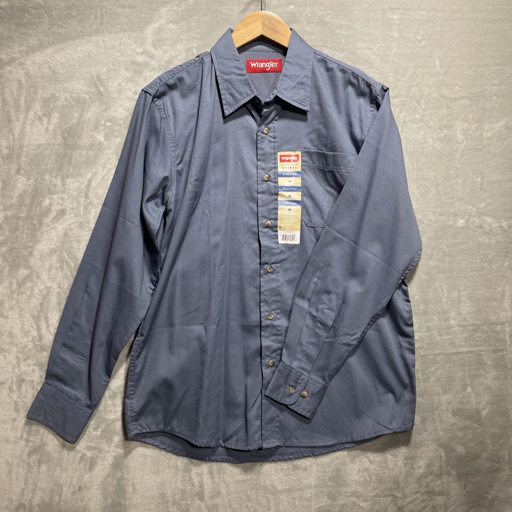 Wrangler Denim Long Sleeve Shirt Mens M Blue Button Down Cotton Western Cowboy